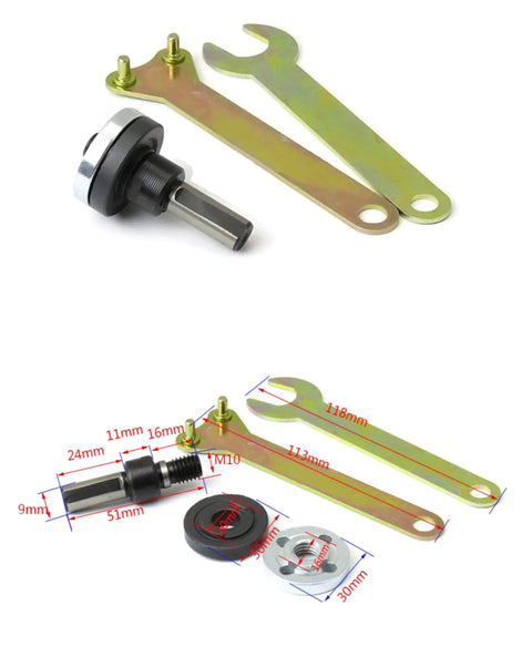 Arbor mandrel adapter kit for angle grinders; includes two gold-tone wrenches and a black shaft adapter, Amazon