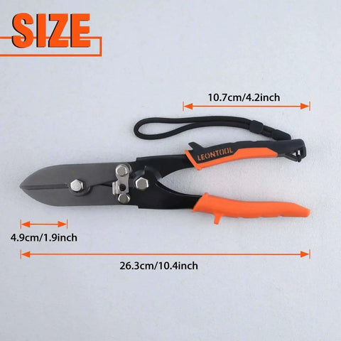 5 Blade Hand Crimpers For Sheet Metal And Ductwork, Heavy Duty Pro Grade Crimp Tool with Anti Loss Rope, size dimensions shown