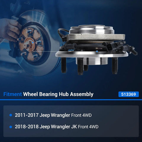 Beefed Up Front Wheel Bearing And Hub Assembly For Jeep Wrangler 2011 2012 2013 2014 2015 2016 2017 Wrangler JK 2018 4WD 5 Lug With ABS Replacement HA590482 513369