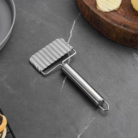 Two Pack Stainless Steel Ripple Potato Slicer And Crinkle Cutter For French Fries And Veggie Cutting Kitchen Gadget For Home And Restaurant Use With Easy Grip Handle And Pro Grade Durable Metal Construction