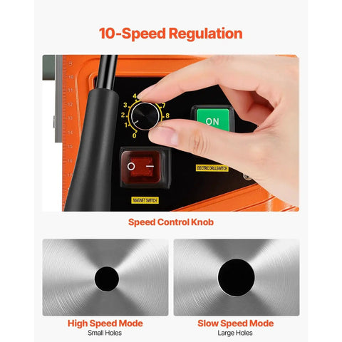 Powerful Magnetic Drill Press For Heavy Metal Drilling With 1550W Copper Motor 2922 Lbf Electromagnet speed control knob