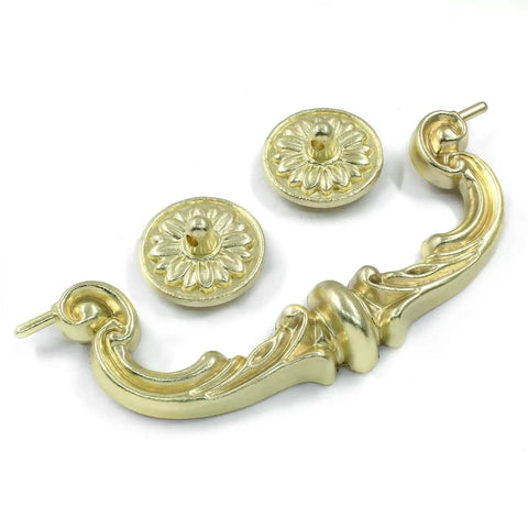 Gold finish 4 Pack 150 Mm Center To Center Pull Handles with drop down bail swing, zinc alloy rustic vintage style antique drawer pulls for cabinets.