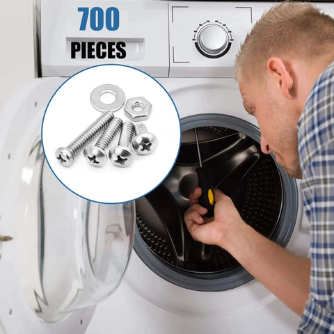 Ultimate Stainless Steel Nuts And Bolts Kit With Case For DIY Projects 700 Pieces of Phillips pan head screws used on washer repair