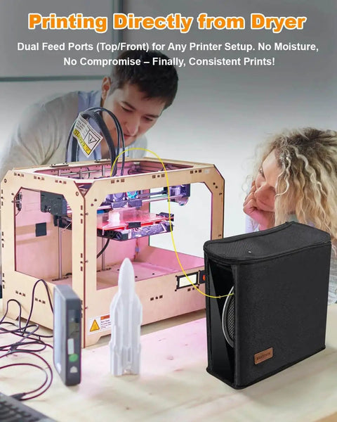 Active Print While Drying Filament Feeder And Dryer for 3D Printers with 25W Silent Warmer, dust proof, portable, optimized for PLA PETG TPU