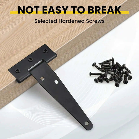 4 Pack Heavy Duty T Strap Gate Hinges for Barn Doors, Black 4 Inch Tee Hinges with Mounting Screws, Rust Resistant Iron Construction