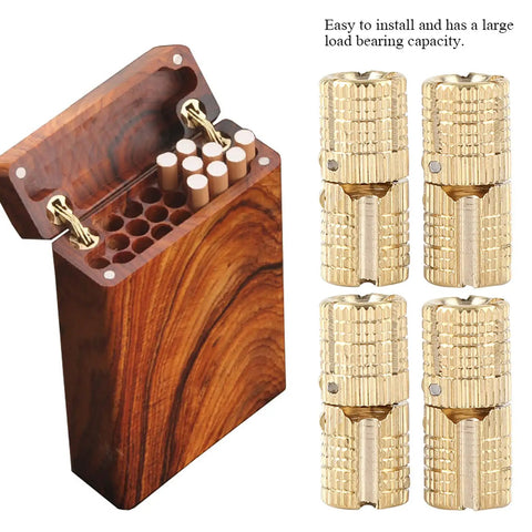 Heavy Duty 8mm Barrel Hinge Set For Cabinets And Wooden Boxes 4 Pcs Concealed Hidden Brass Hinges With 180 Degree Opening