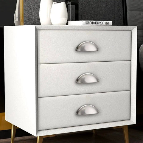 5 Pack Brushed Nickel Cup Cabinet Pulls With 3 Inch Hole Centers And 3.7 Inch Overall Length Zinc Alloy Drawer Handles shown on dresser