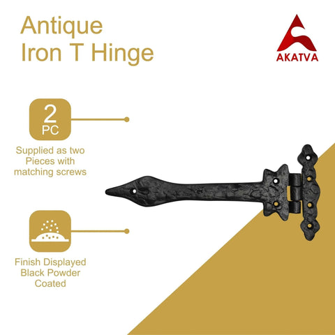 Two Piece Gate Hinge Set For Wooden Fences Heavy Duty Black Matte Finish Cast Iron Outdoor Barn Hinges For Doors And Shed Doors