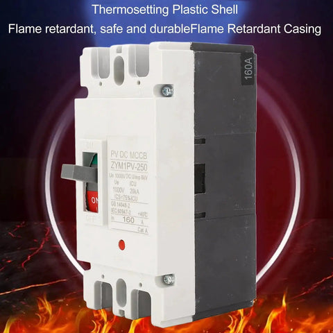 Side view of Two Pole 160 Amp Direct Current Miniature Circuit Breaker 20kA Short-Circuit Capacity 1000V Rating