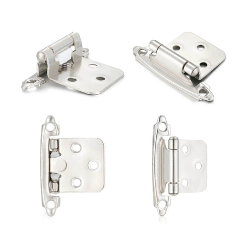 Brushed Satin Nickel Self Closing Cabinet Hinges For Flush Mount Face Frame Kitchen Cabinets Half Inch Overlay Pack Of 4