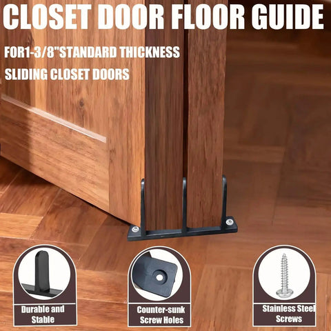 4 Pack Floor Mount Sliding Door Guides With Screws For 1 3 8 Inch Thick Doors, Bottom Track Guides For Barn Doors