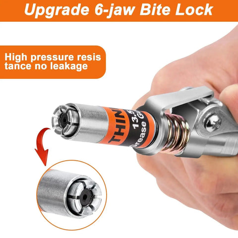 Powerful 0.53 Inch 90 Degree Grease Gun Coupler Set With Quick Release And 12 Inch Flex Hose Strong Lock On Design 12000 PSI