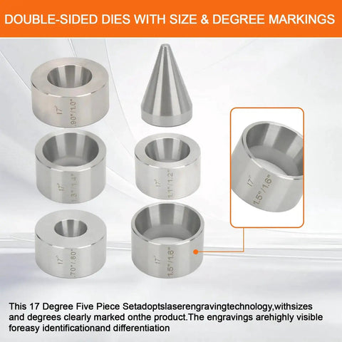 Five Piece Folding And Reduction Die Set With Heavy Duty Stainless Steel Stabilizer And Folding Cone Dies For Coin Making
