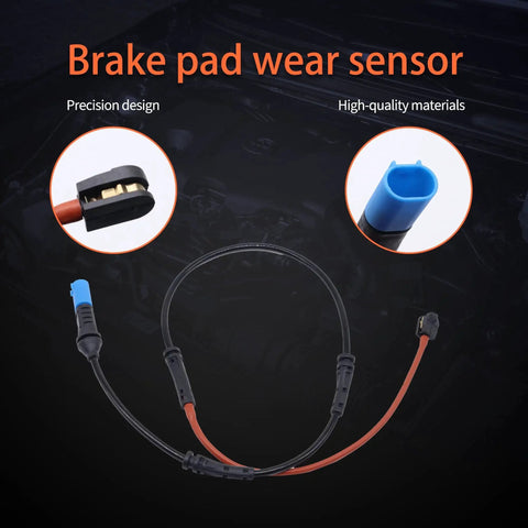 HiSport front brake pad wear sensor cable with blue connector and sensor housing for BMW