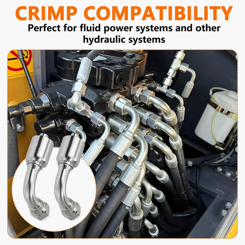 Cplbrb 14‑pc hydraulic fittings kit with 3/4 in JIC 37° female 90° elbows and braided hoses