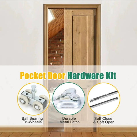 72 Inch Pocket Door Hardware Kit With Dual Soft Close And Soft Open Sliding Pocket Door Hardware With 6ft Aluminum Track