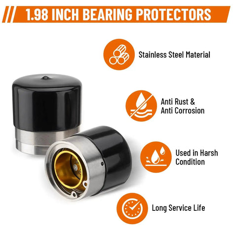 1.98 Inch Trailer Wheel Bearing Protectors Kit With Chromed Stainless Steel Dust Cap And Auto Grease Check For Boat Trailer RV ATV Snowmobile Utility Trailers Real Time Grease Pressure Monitoring Spring Loaded Piston 2 Pack Racewill