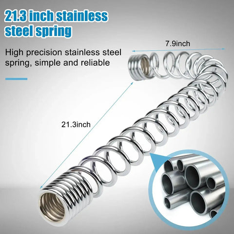 21.3-inch stainless steel spring component of Heavy Duty 44 Inch Pre Rinse Hose With Grip Handle And Spring For Commercial Sinks