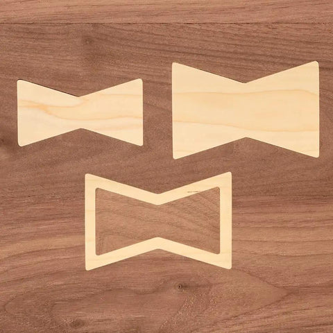 Bow Tie Inlay Kit With Frame, Bit, And Bushing For Precise Router Inlays And Decorative Woodworking Templates, on wood surface