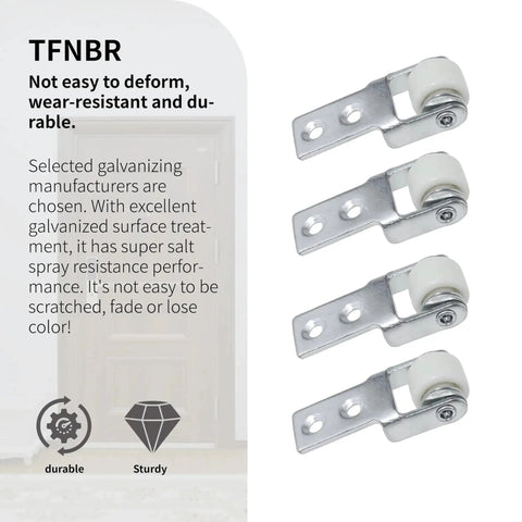 Side view of 4 pieces 15mm diameter wheel sliding door track guide roller for furniture cabinets sliding doors trundle beds drawers.