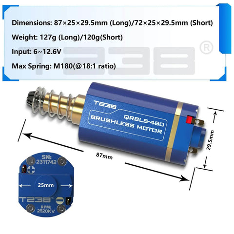 Long Shaft Brushless Airsoft Motor With High Thermal Efficiency, Beast Torque And Speed For M4 M16 MP5 G3 P90 And Other AEGs