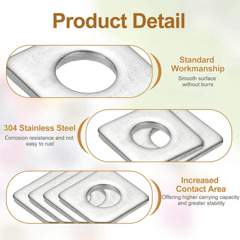 Close-up of M12 Beveled Square Washers 2 Pack 12x28mm 304 Stainless Steel with smooth surface and corrosion resistance