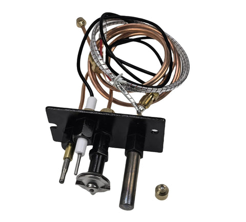 NG/LPG gas fireplace pilot assembly with 750mV thermopile; includes copper tube, wires, for HHT Majestic and VC models.