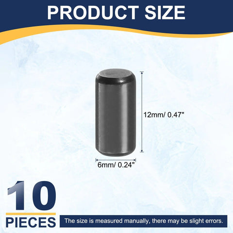 Set Of 10 Dowel Pins 6mm x 12mm 304 Stainless Steel Black Oxidized Durable Cylindrical Shelf Support Pegs Chamfered Ends