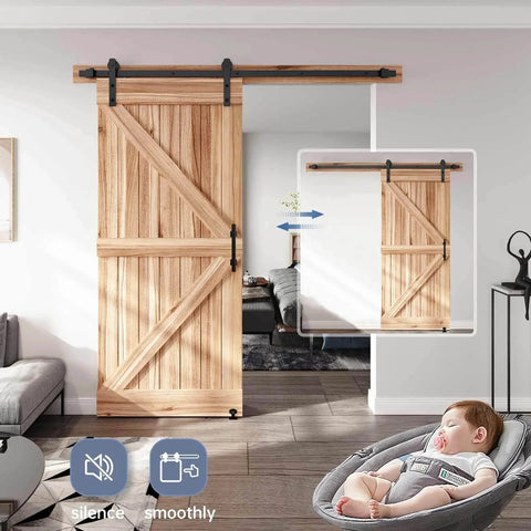 EaseLife Six Point Six Foot Sliding Barn Door Track And Hardware Kit With Straight Pulley for smooth, quiet sliding
