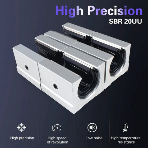 Four Pack SBR20UU Aluminum Block 20mm Linear Motion Ball Bearing Slide Block For SBR20 20mm Linear Guide Rail Heavy Duty Box Slider Built Tough As Nails For Smooth Precise Movement