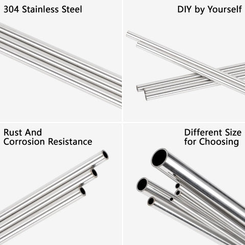 A-KARCK 1-inch OD 304 stainless steel round tubes, 12-inch length, 1.5mm wall, 2 pieces
