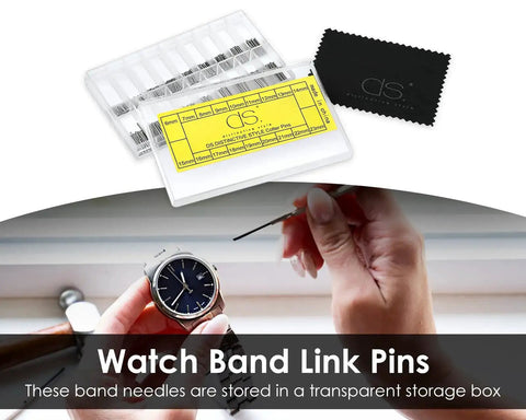 360 Piece Watch Band Link Cotter Pins Set 6 To 23mm Stainless Steel Repair Kit in storage box, watch repair in progress
