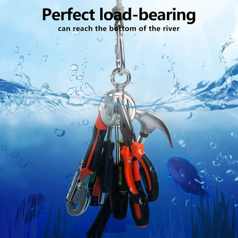 Heavy Duty Magnet Fishing Kit 760 Lbs With Grappling Hook 65ft Rope And Gloves suspending tools underwater