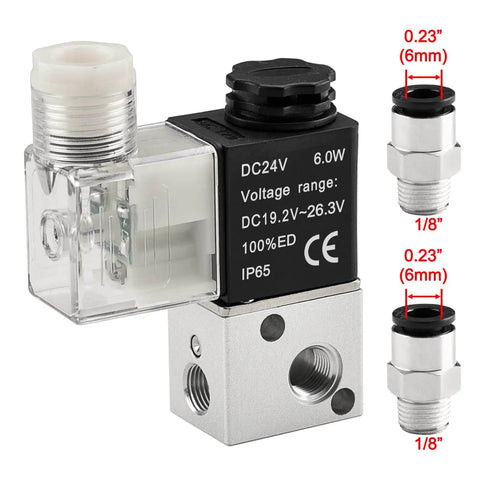 Electrical Pneumatic Solenoid Valve 3V1-06 With 24VDC Coil, PT1/8 Inch Port, 3/2 Way Normally Closed, CE Certified