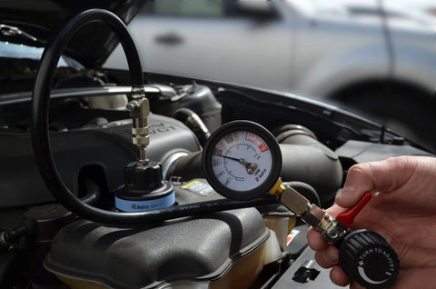 Astro Pneumatic Tool 7856 universal air-powered cooling system pressure tester with gauge and hose.
