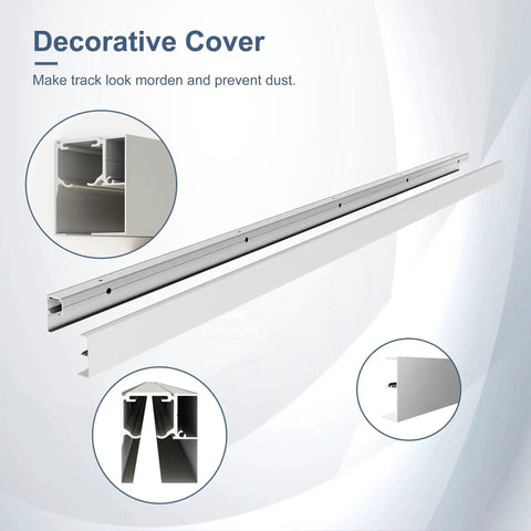 Six Foot Sliding Barn Door Track Kit with Aluminium Box Rail Wall Mounted Hidden Hardware for Modern Doors shown in parts