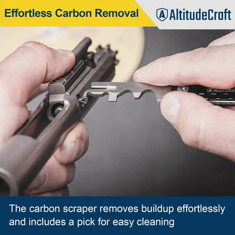 Using Carbon Scraper Tool For Precision Cleaning Of Mechanical Components Removes Carbon Buildup From Bolt Firing Pin Carrier Cam Pin