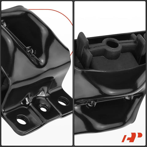 2-Piece Front Left And Right Engine Motor Mount Set For Chevy GMC Cars And SUVs Fits Malibu Impala Camaro C10 C20 Suburban Blazer Caprice Jimmy K1500 And More Durable Engine Mounts For V8 V6 Engines, close-up view of black metal mounts