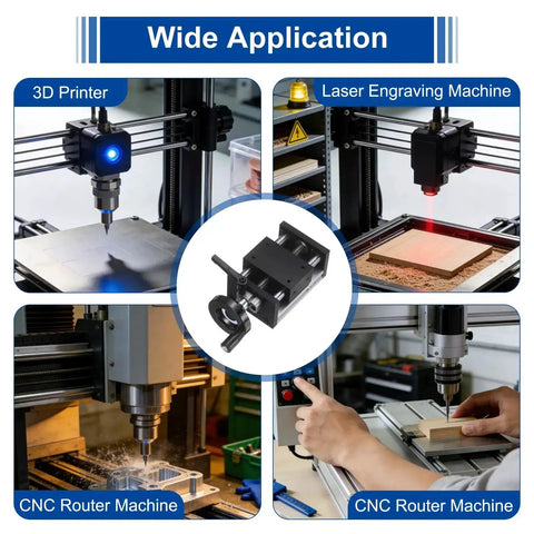 100mm Manual Linear Stage With Double Axis Slide Rail for CNC Machine, laser engraver, router use, showcasing diverse applications
