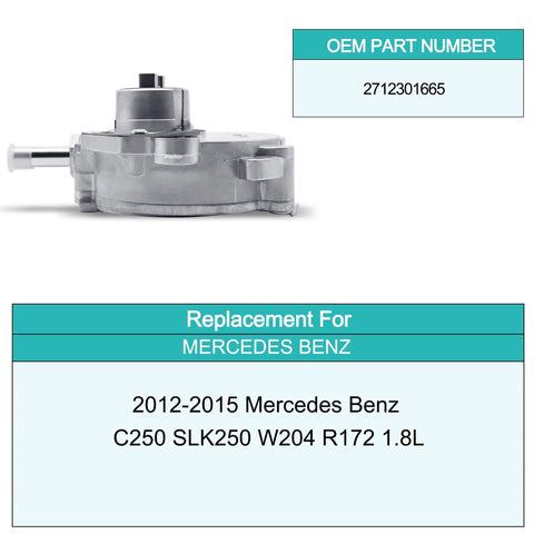 Automotive vacuum pump for Mercedes Benz C250 SLK250 W204 R172 1.8L, OEM 2712301665