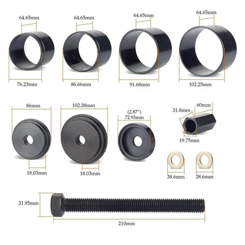 23 Piece Front Wheel Drive Bearing Adapters Puller Press Kit With Steel Adapters And Heavy Duty Case, On Vehicle Replacement