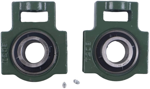 Pair of 1-1/2 Inch Pillow Block Take-Up Mounted Ball Bearing UCT208-24 UCST208-24, green housing