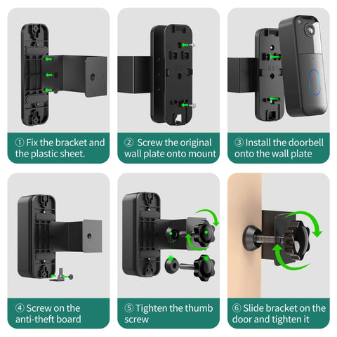 Anti Theft Doorbell Mount Bracket step-by-step installation guide for Blink Video Doorbell 1st & 2nd Gen with hidden screws.