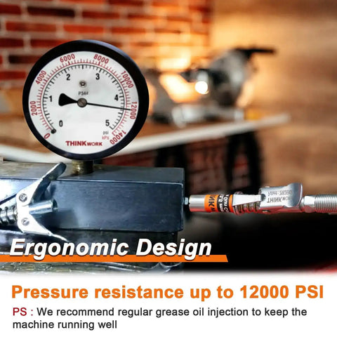 Ultra Slim 0.53 Inch Grease Gun Coupler Set, 2 Piece Quick Release Tips With Over 3.5 Inch Reach, 12000 PSI, attached to a machine