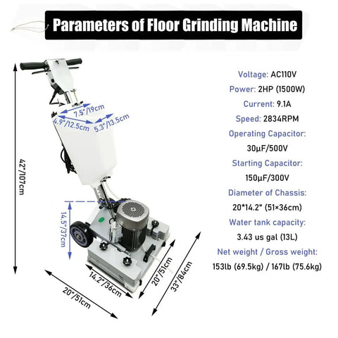 Pro Grade Floor Grinding Machine With Square Chassis And 3 Scrubbing Pads AC110V Heavy Duty Floor Scrubber Buffer in studio
