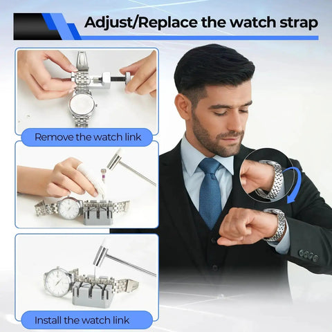 192 Piece Watch Repair Kit Heavy Duty Tool Set With Link Remover Battery Replacement Tools Back Remover Openers Pins