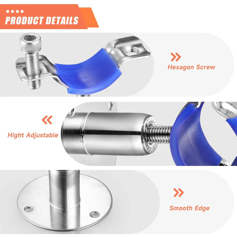 Close-up of Heavy Duty 6 Pack 304 Stainless Steel Wall And Ceiling Pipe Mounts For 38 To 40mm OD Pipes showing parts and features.
