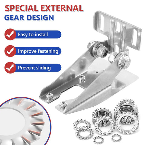 Front view: 555-piece 304 stainless steel external-tooth lock washer assortment kit, 8 sizes M2.5–M12, star washers