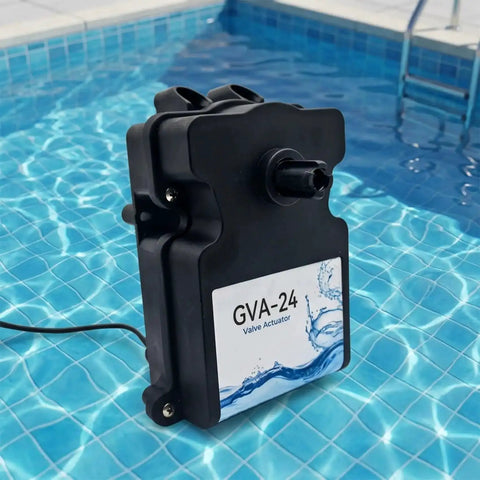 GVA 24 Pool Valve Actuator Replacement With 15 Foot Cable For Hayward Aqua Logic near a pool ready for two and three port valves
