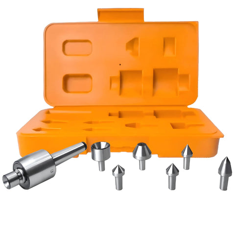 Mt3 Medium Duty Live Center Set 3MT Morse Taper Revolving Center with high carbon steel tips, 7 pieces lathe kit with orange case